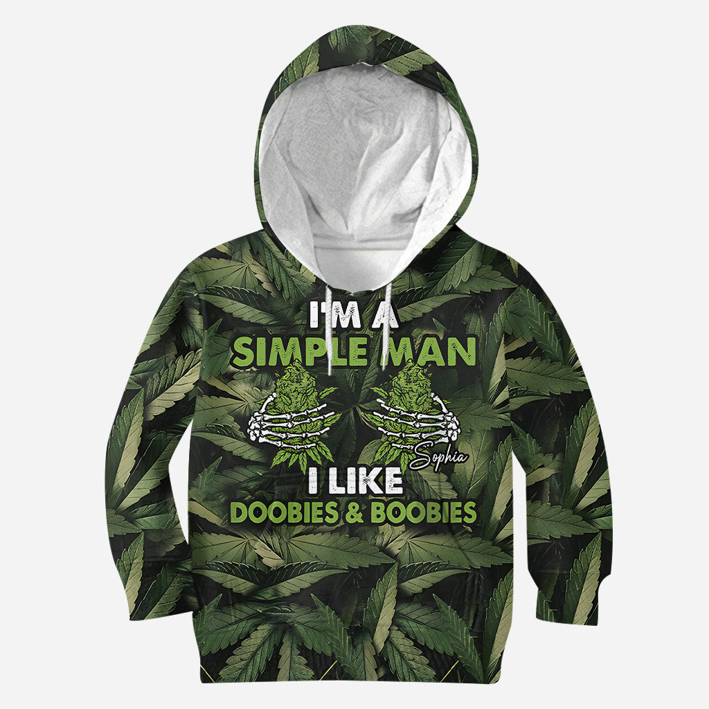 I'm A Simple Man I Like Doobies & Boobies - Personalized Weed All Over Shirt