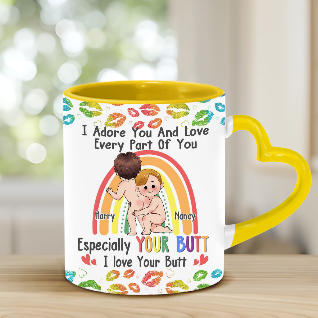 I Adore You And Love Every Part Of You - Personalized LGBT Support Heart Handle Mug