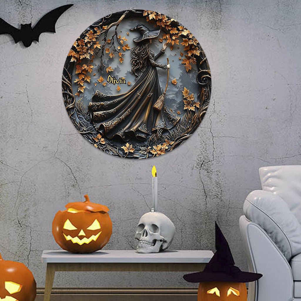 Beautiful Witch - Personalized Witch Round Wood Sign