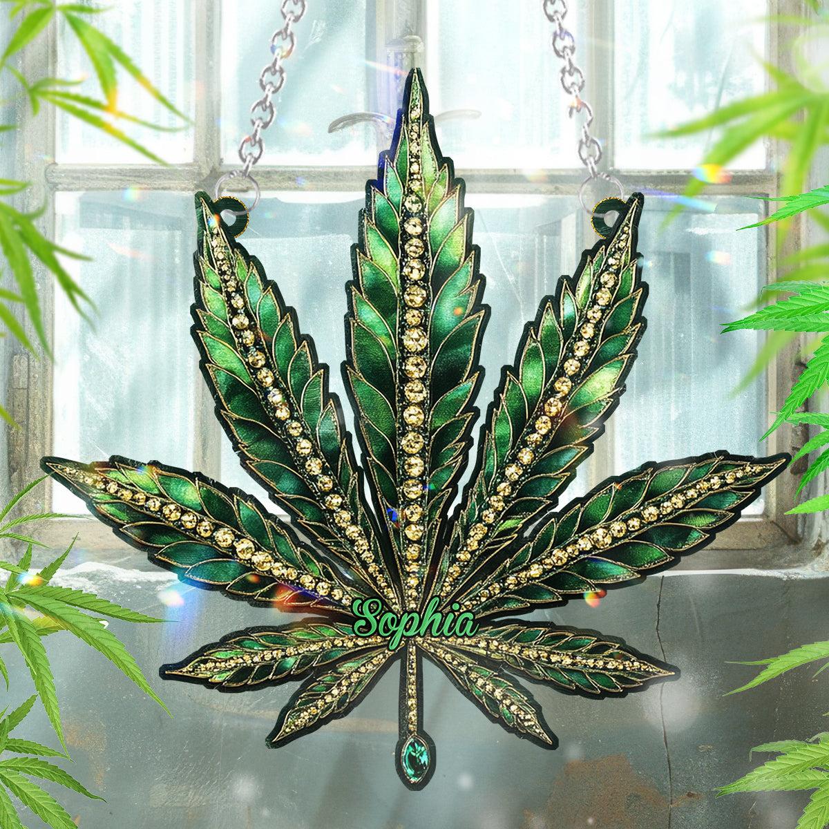 Beautiful Canabis - Personalized Weed Window Hanging Suncatcher Ornament