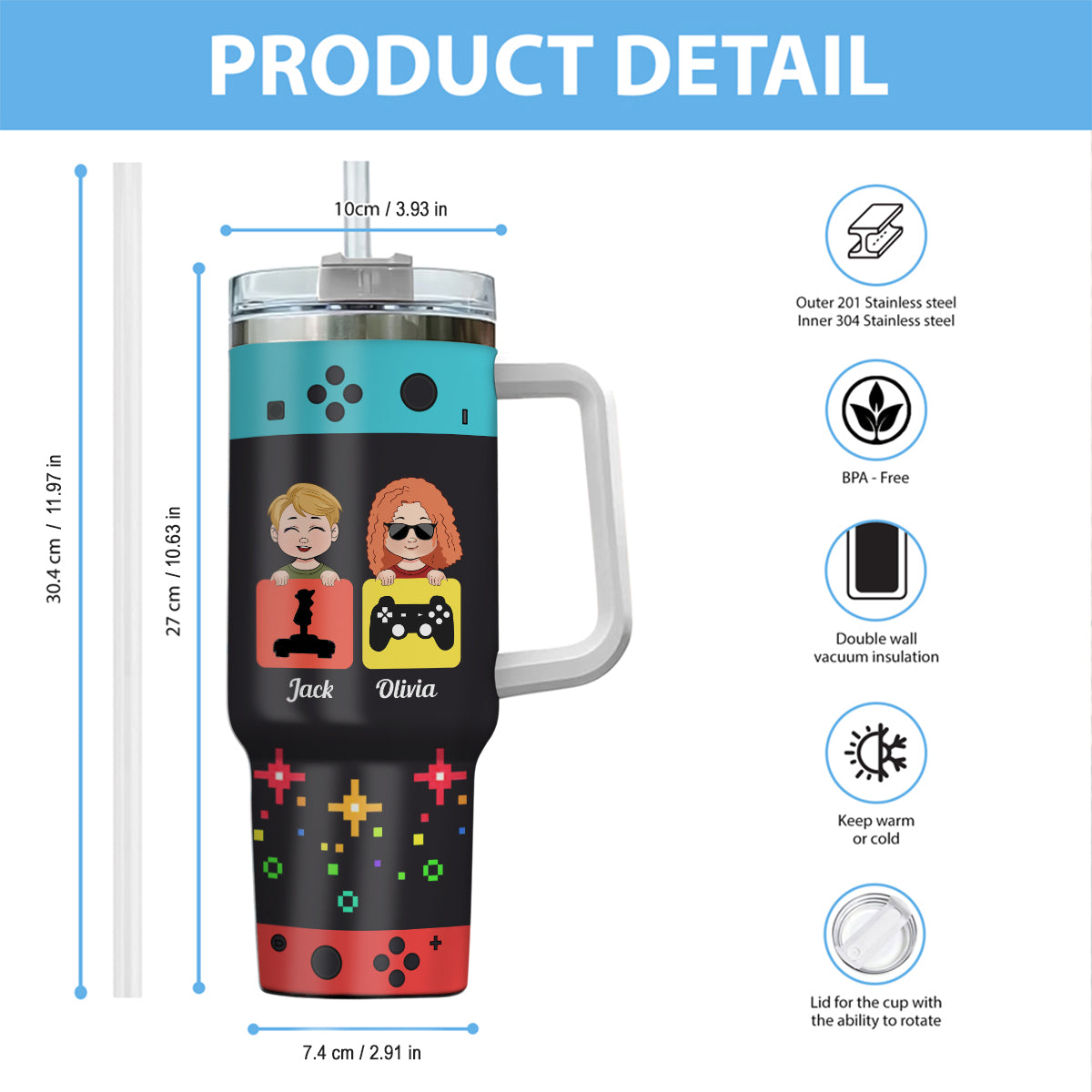 Daddy By Day Gamer By Night - Personalized Father Tumbler With Handle