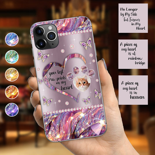 You Left Paw Prints In My Heart - Personalized Dog Phone Case