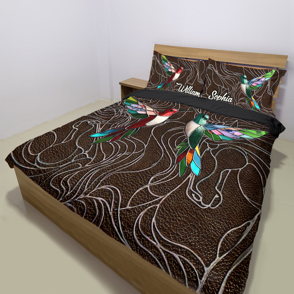 Family Members Hummingbirds Beautiful Birds - Personalized Family Bedding Set
