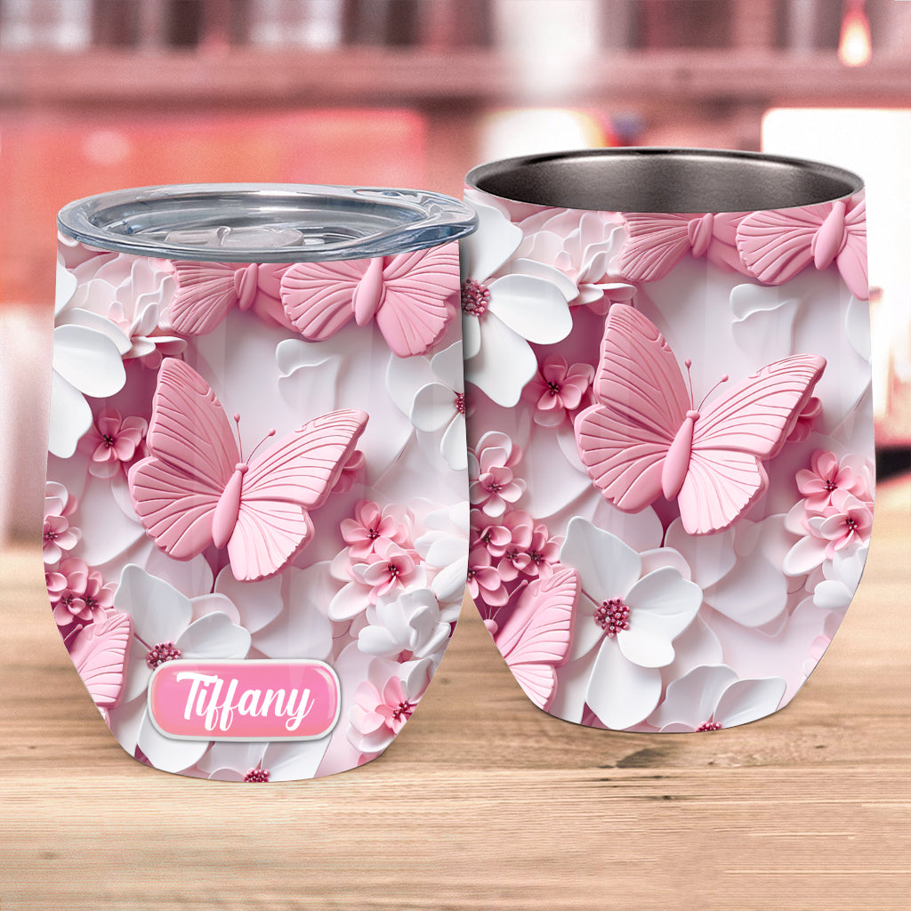 Wonderful Butterflies - Personalized Butterfly Wine Tumbler