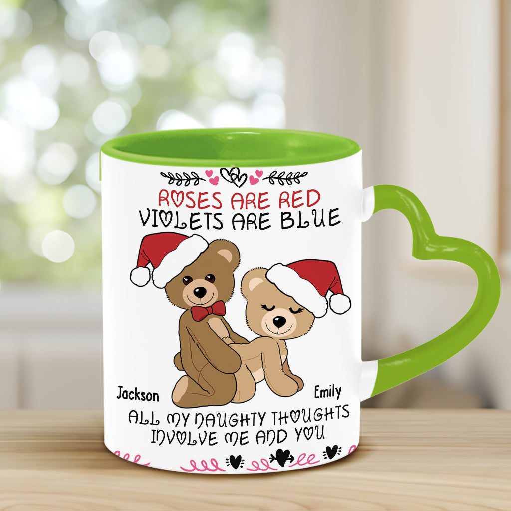 Roses Are Red - Personalized Couple Heart Handle Mug