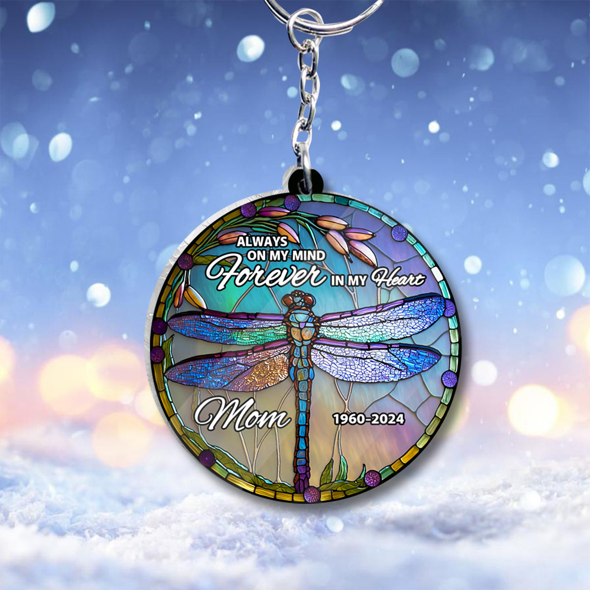 Always On My Mind Forever In My Heart - Personalized Memorial Transparent Keychain