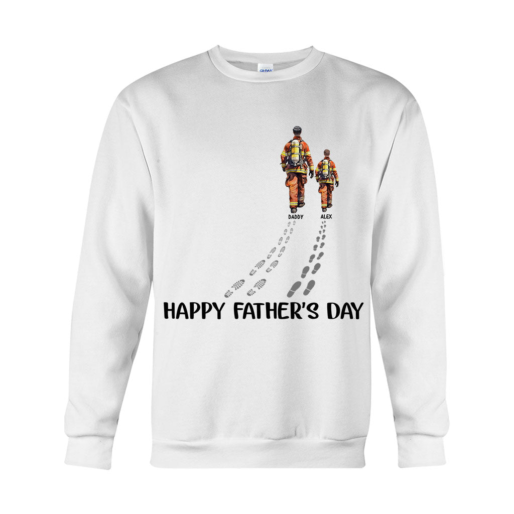 Happy Father's Day Firefighter Dad - Personalized Firefighter T-shirt And Hoodie
