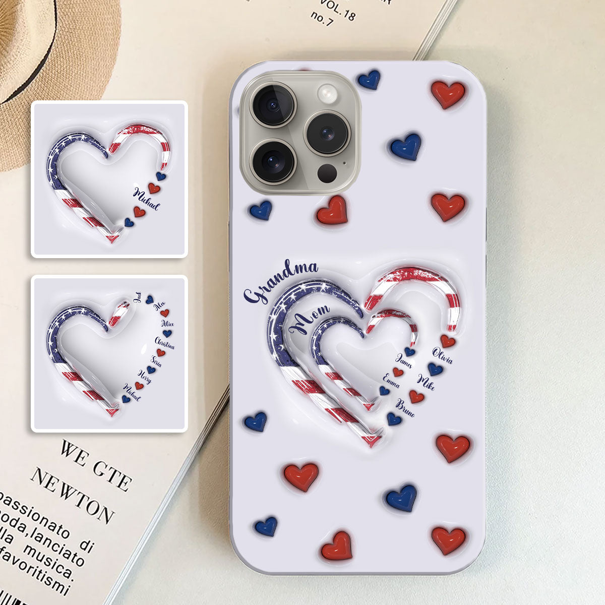 4th Of July Grandma's Hearts - Personalized Grandma Phone Case