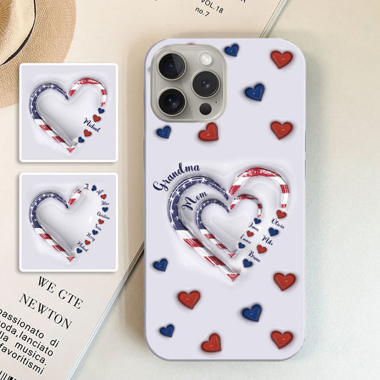 4th Of July Grandma's Hearts - Personalized Grandma Phone Case