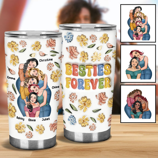 Besties Forever Floral Style - Personalized Bestie Tumbler