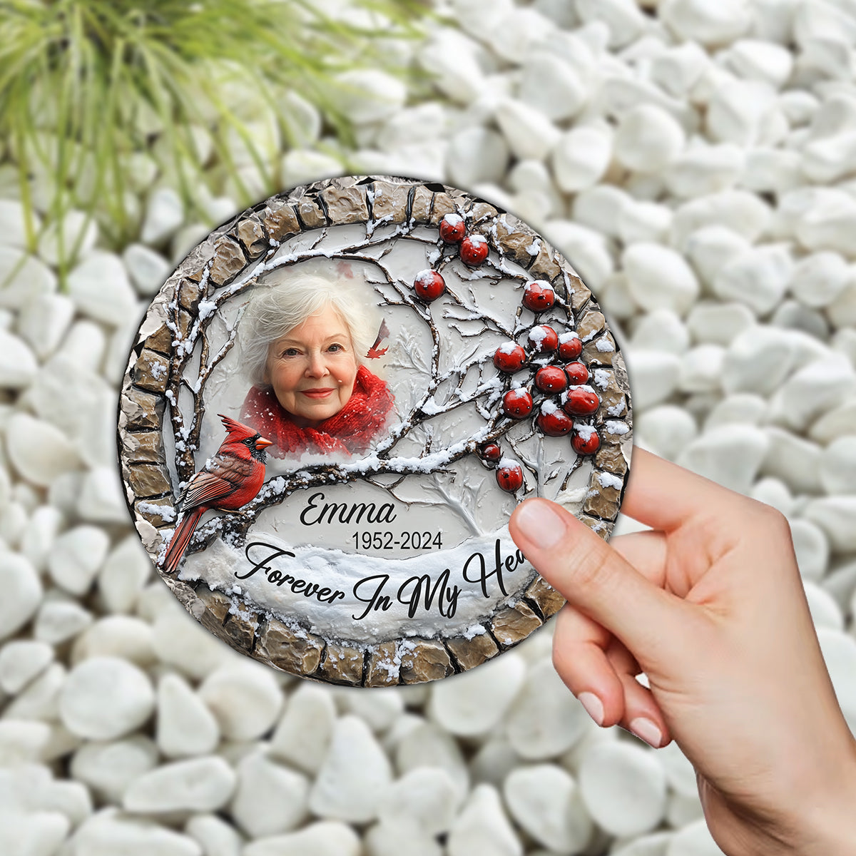 Forever In My Heart - Personalized Memorial Round Shaped Stone