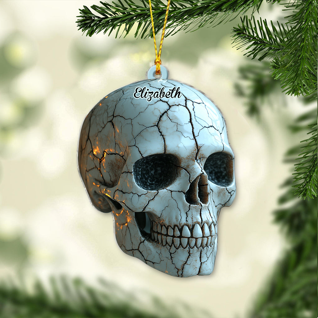Stunning White Skull - Personalized Skull Ornament