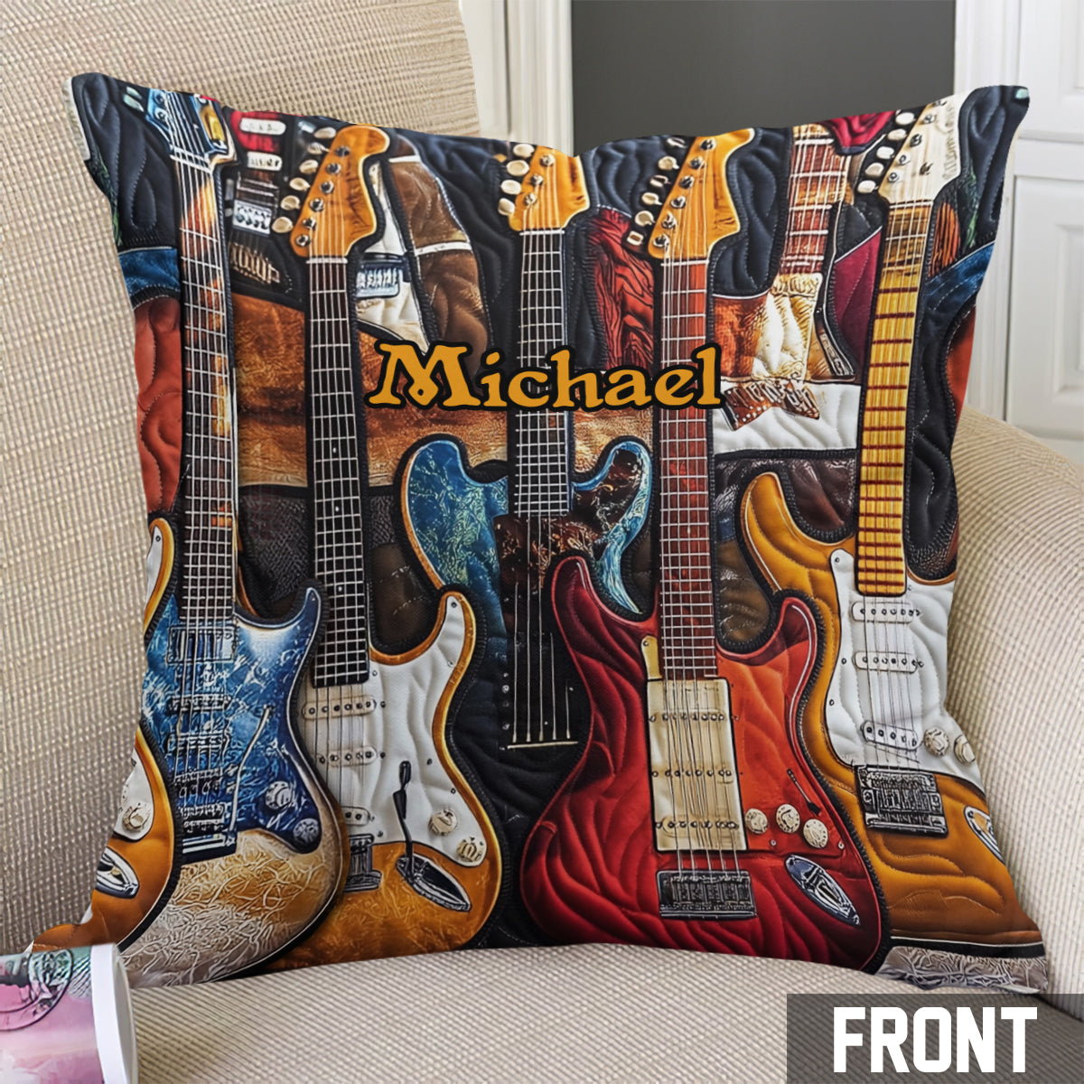Beautiful Guitars - Personalized Guitar Throw Pillow
