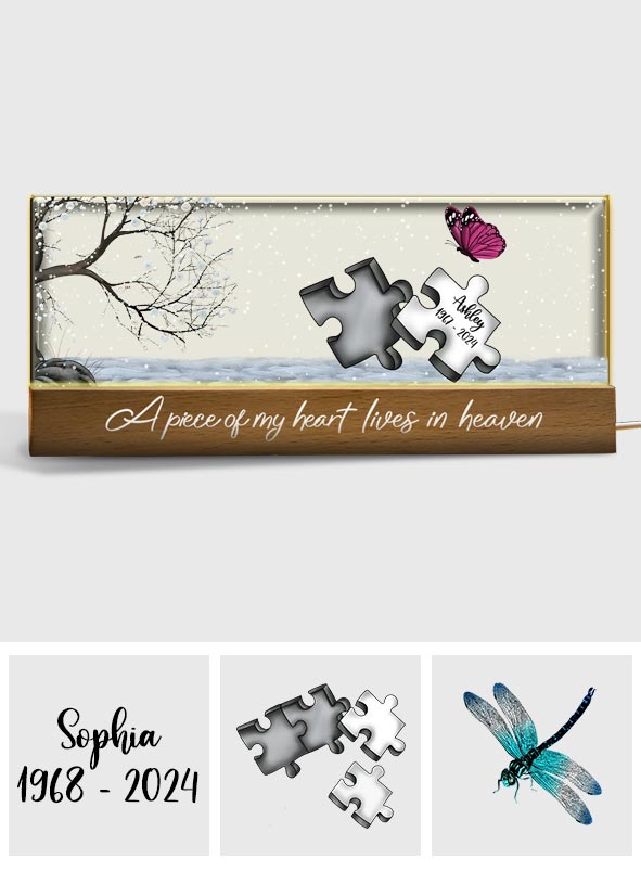 A Piece Of My Heart Lives In Heaven - Personalized Memorial Custom LED Night Light