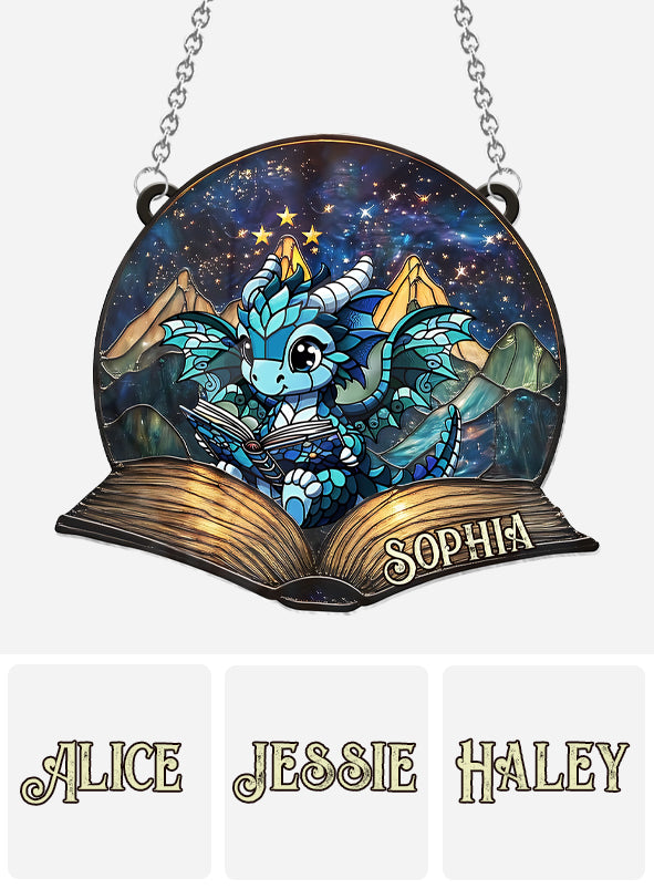 Fantasy Book Reader - Personalized Book Window Hanging Suncatcher Ornament