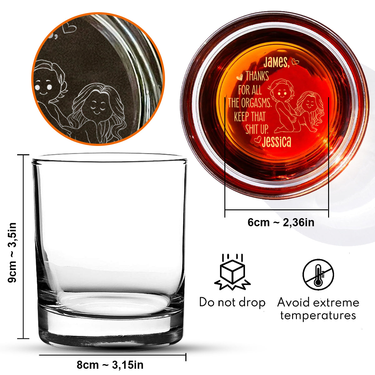 Thanks For Alls Orgasm - Personalized Couple Engraved Whiskey Glass