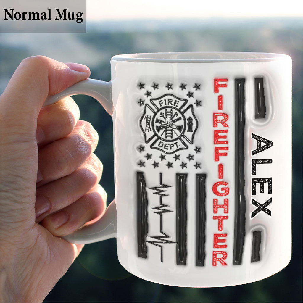 Firefighter Patriotic 4th July - Personalized Firefighter Mug