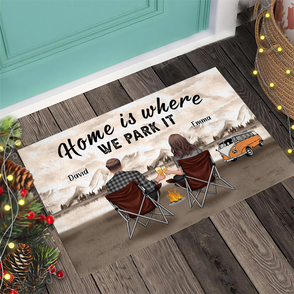 Home Is Where We Park It - Personalized Camping Doormat