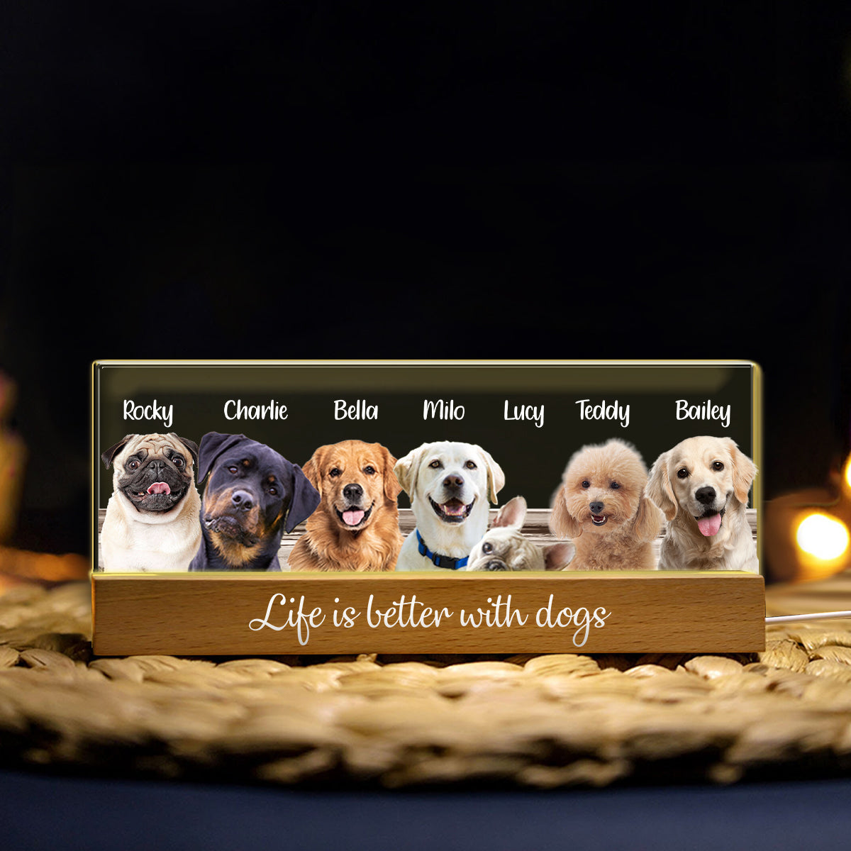 Life Is Better With Dogs Cats - Personalized Dog Custom LED Night Light