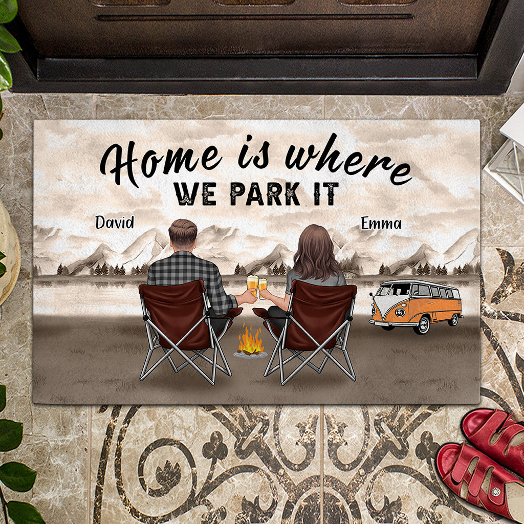 Home Is Where We Park It - Personalized Camping Doormat