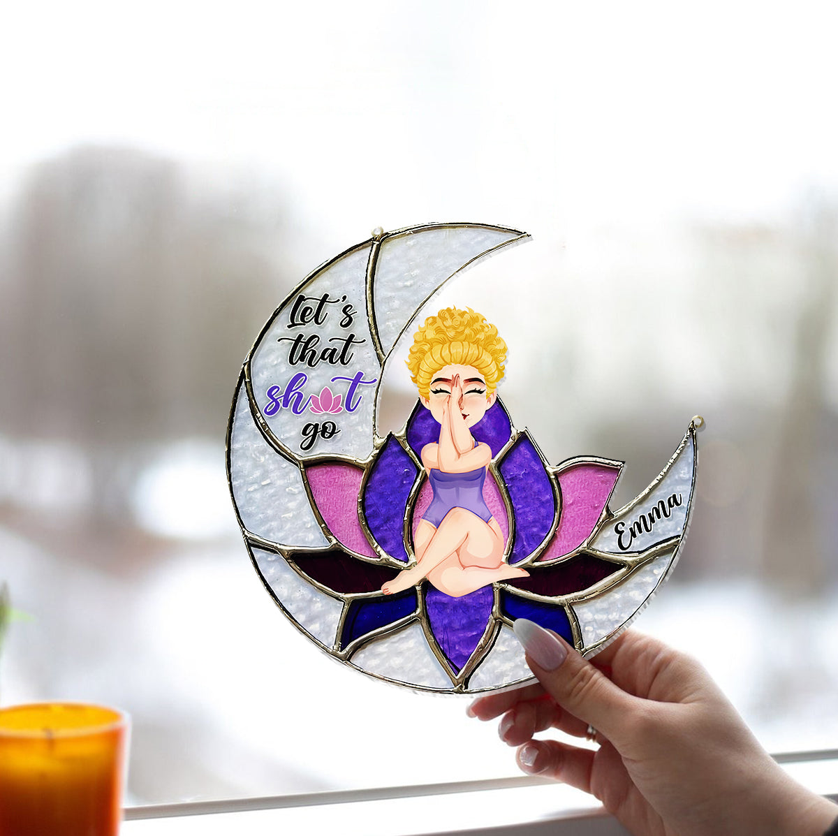 Let's The Thing Go - Personalized Yoga Window Hanging Suncatcher Ornament