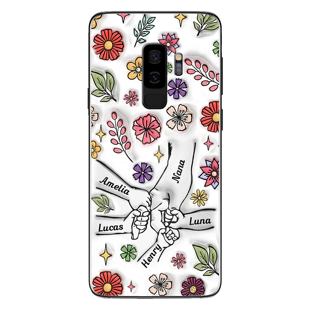 Spring Flower Holding Hands Nana Mom - Personalized Grandma Phone Case