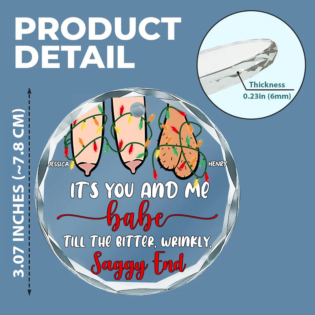 It's You And Me - Personalized Couple Round Shaped Glass Ornament