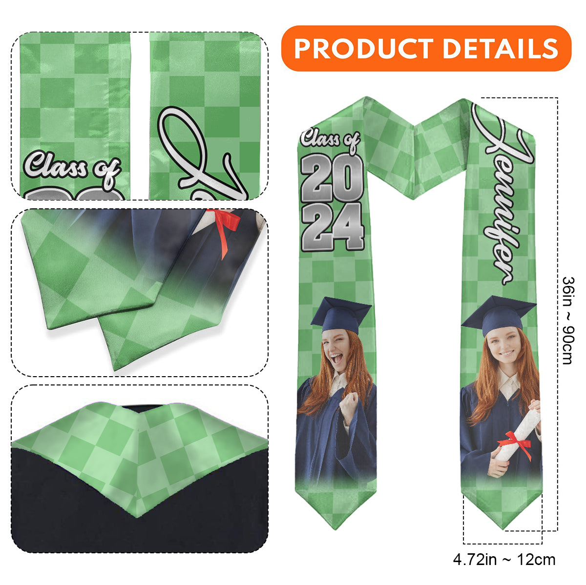 Photo Custom Graduation Stole Sash - Personalized Graduation Graduation Stole