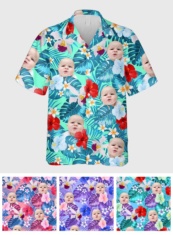 Custom Face Photo Tropical Style Dad Uncle Any Title - Personalized Father Hawaiian Shirt
