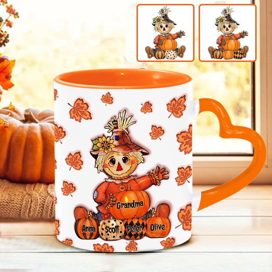 Grandma Fall - Personalized Grandma Heart Handle Mug