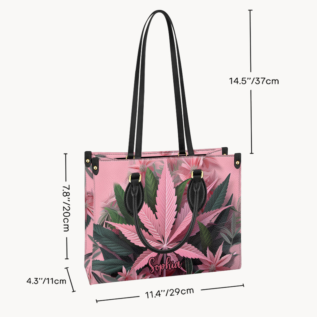 Pink Stoner Chick - Personalized Weed Leather Handbag