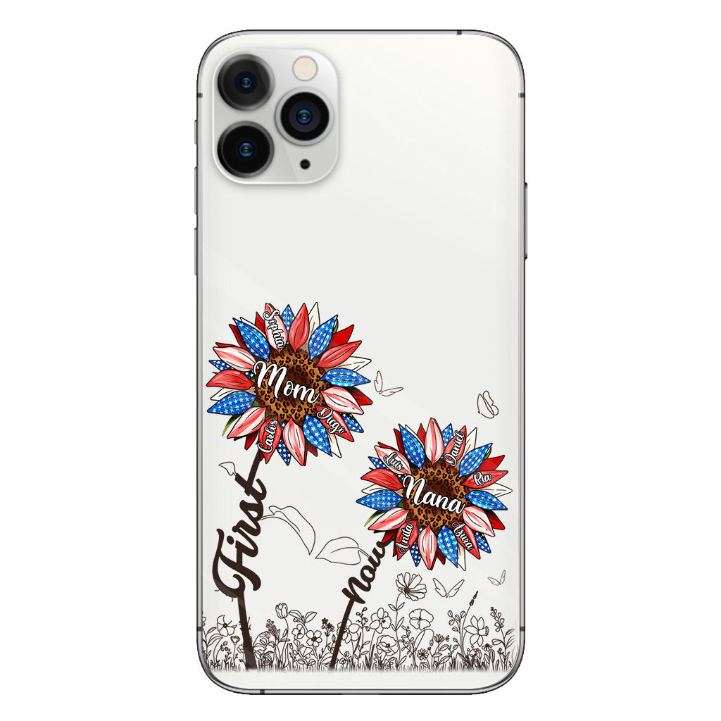 First Mom Now Grandma Sunflower Version - Personalized Grandma Clear Phone Case