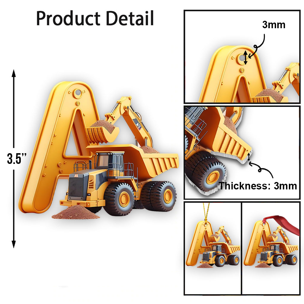 Construction Vehicles Letter - Personalized Kid Ornament