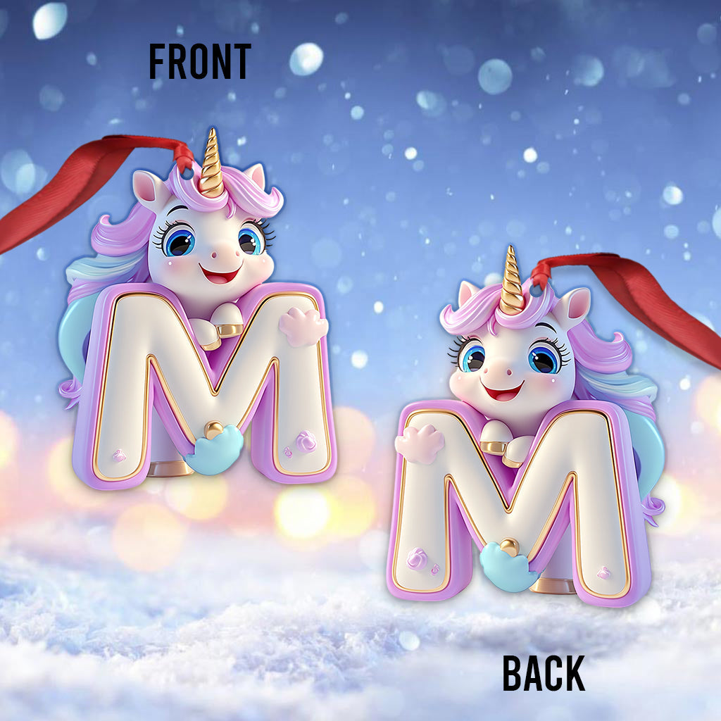 Cute Unicorn Letter Ornament - Personalized Kid Ornament