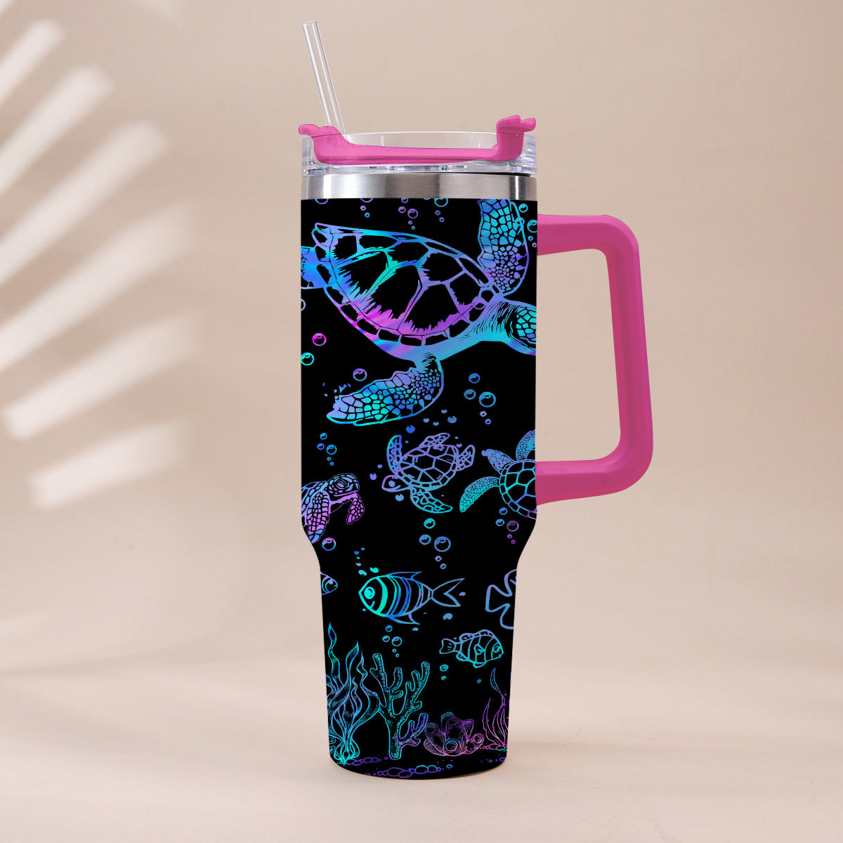 Sea Turtles Custom Name - Personalized Turtle Tumbler With Handle