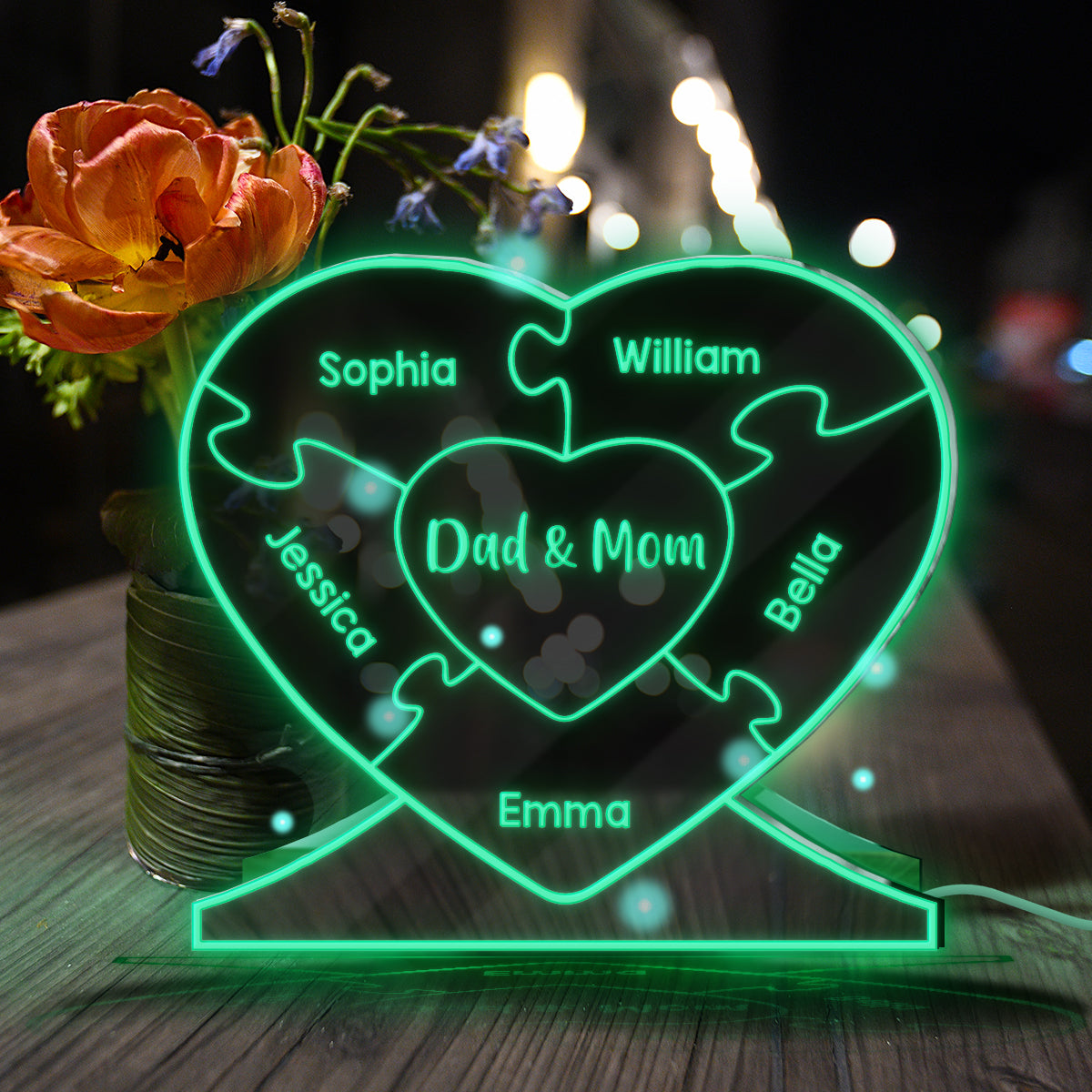 Heart Family - Personalized Family Mirror Light