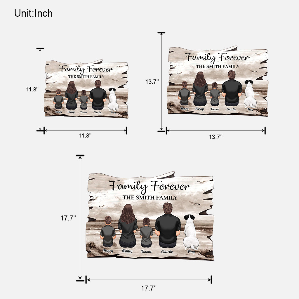 Family Retro Beach Landscape Vintage Version - Personalized Family Custom Shaped Wood Sign