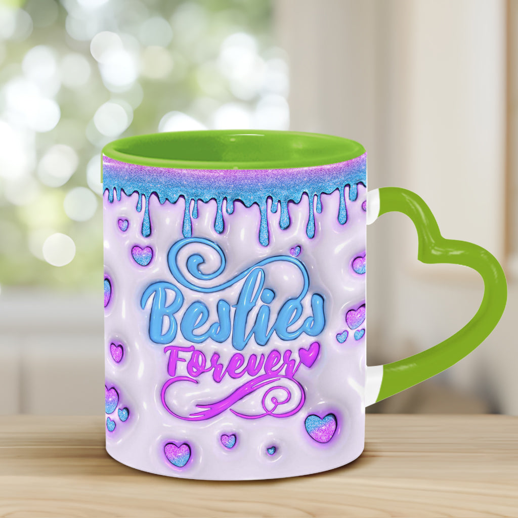 Besties Forever Beautiful Birth Month Flower - Personalized Bestie Heart Handle Mug