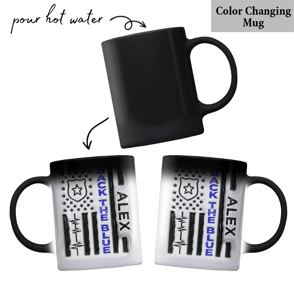 Police Officer Back The Blue Patriotic 4th July - Personalized Police Officer Mug