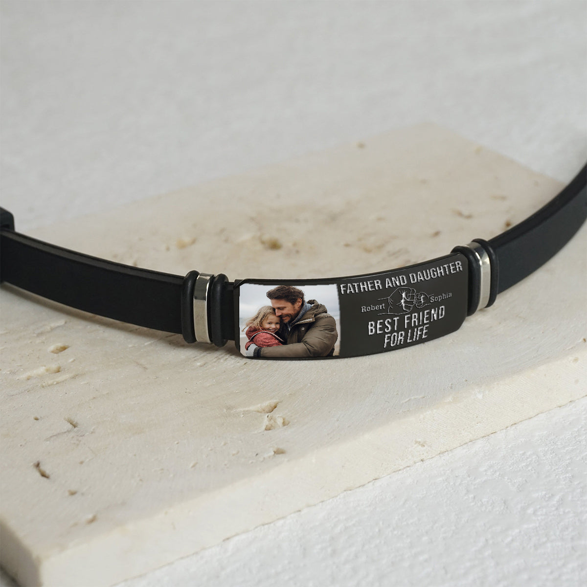 Father & Daughter Son Best Friend For Life - Personalized Father Engraved Bracelet