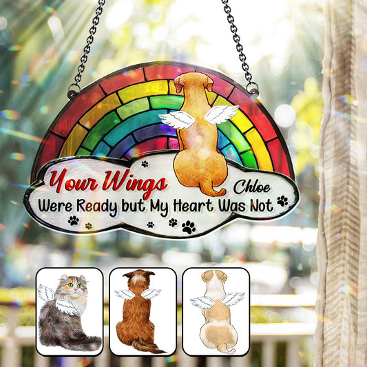 A Piece Of My Heart Is At Rainbow Bridge - Personalized Dog Window Hanging Suncatcher Ornament
