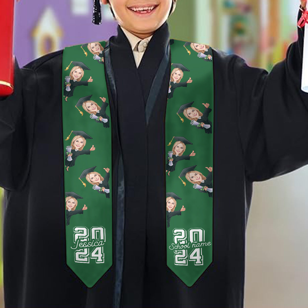 Caricature Funny Character - Personalized Graduation Graduation Stole