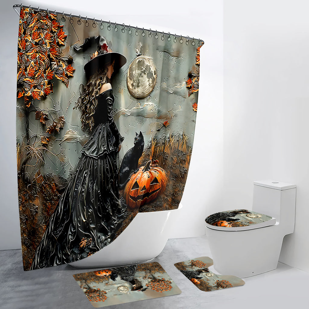 Beautiful Witch Witch Bathroom Curtain & Mats Set