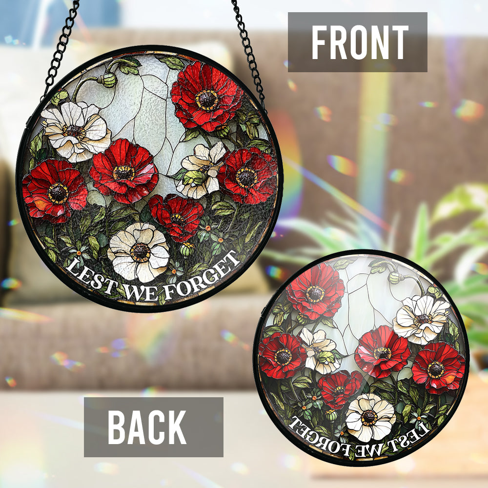 Lest We Forget - Personalized Veteran Stained Glass Suncatcher