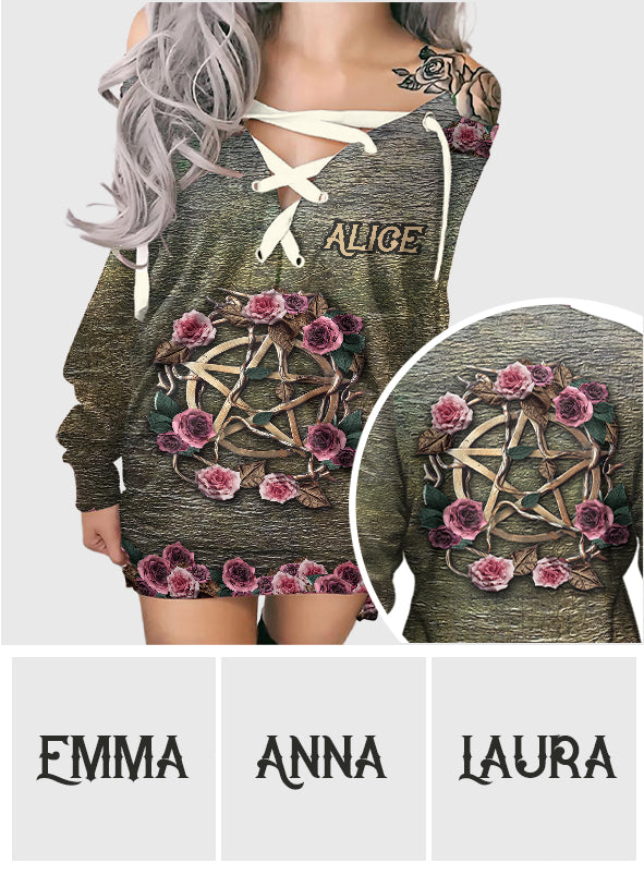 Mystical Witch Ancient Roses - Personalized Witch Off Shoulder Long Sleeve Dress