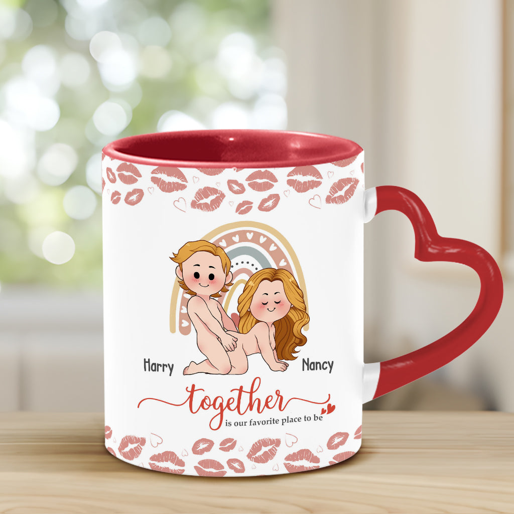I Love You - Personalized Couple Heart Handle Mug
