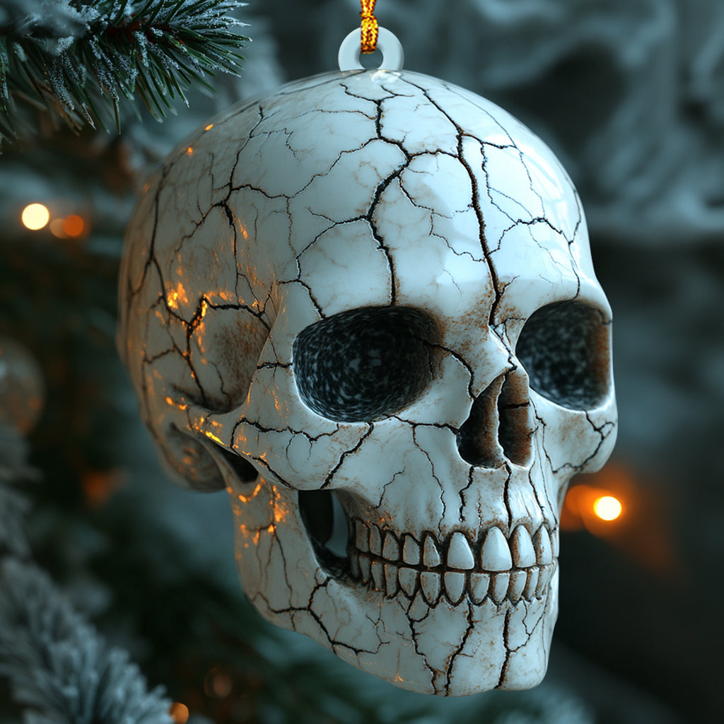 Stunning White Skull - Personalized Skull Ornament