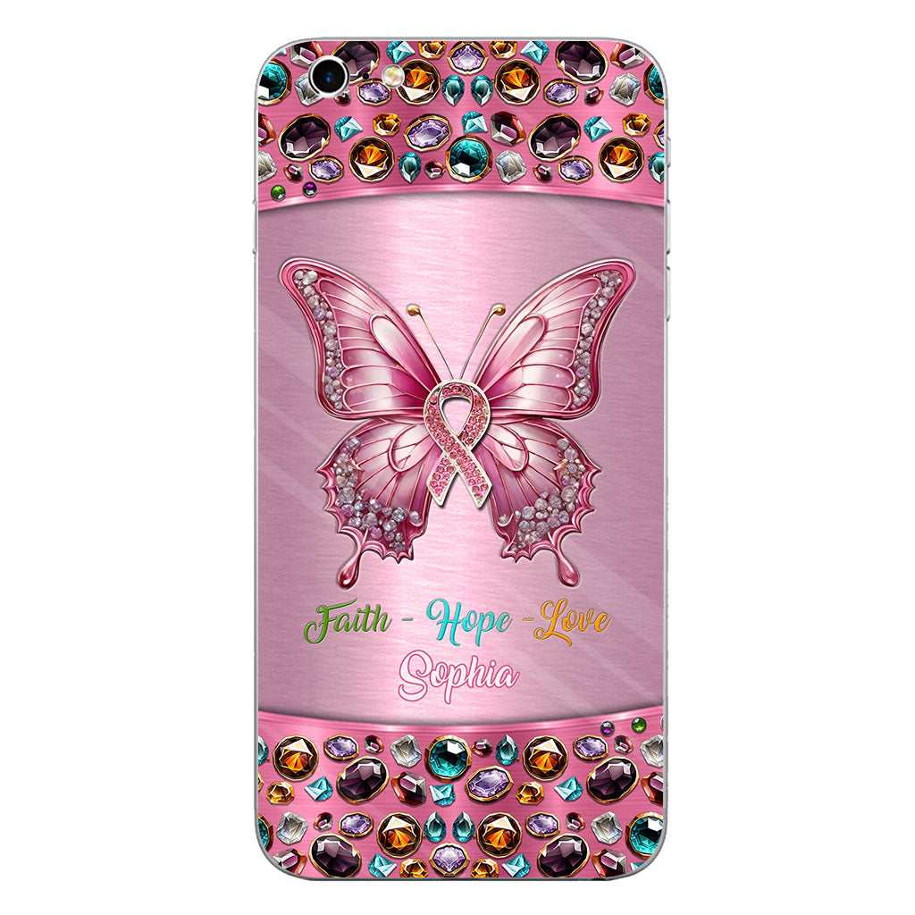 Hope For A Cure - Personalized Breast Cancer Awareness Clear Phone Case