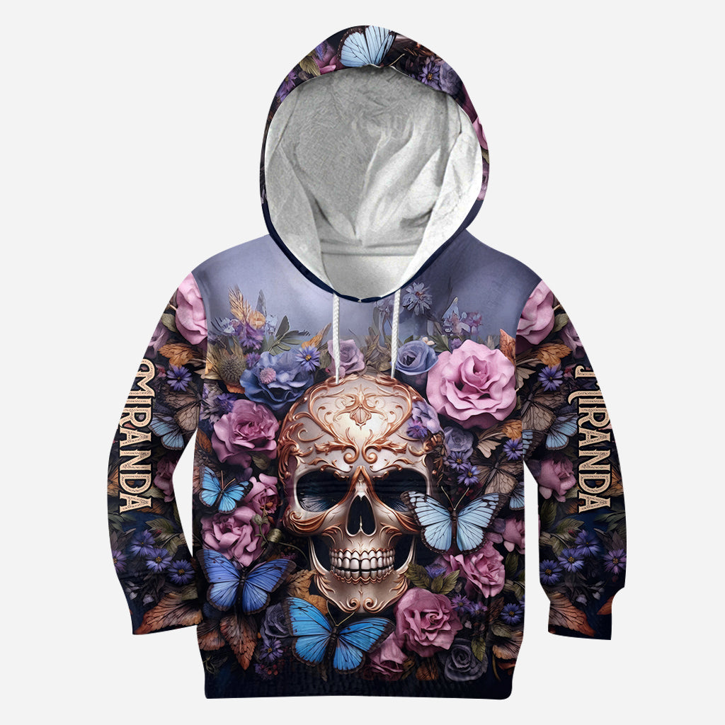 Beauty Of The Dark Skull Roses Butterflies - Personalized Skull Hoodie and Leggings