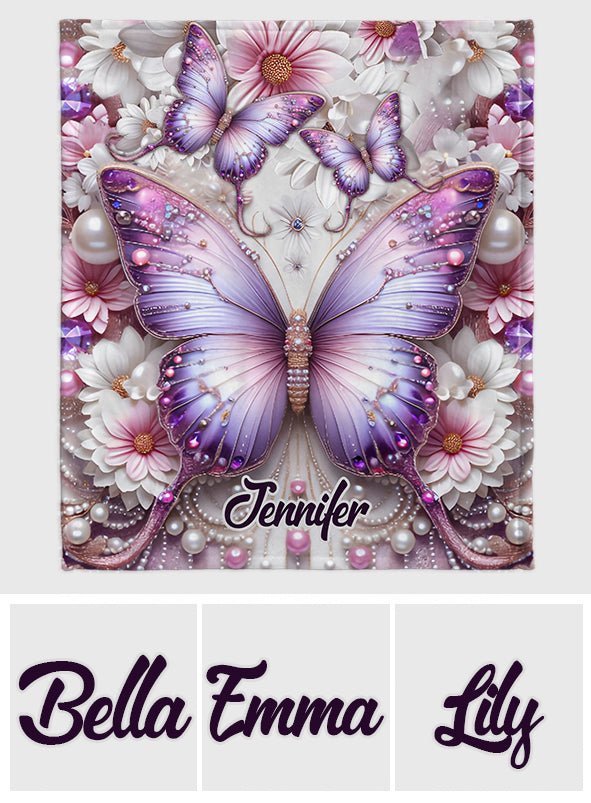 Purple Butterflies - Personalized Butterfly Blanket